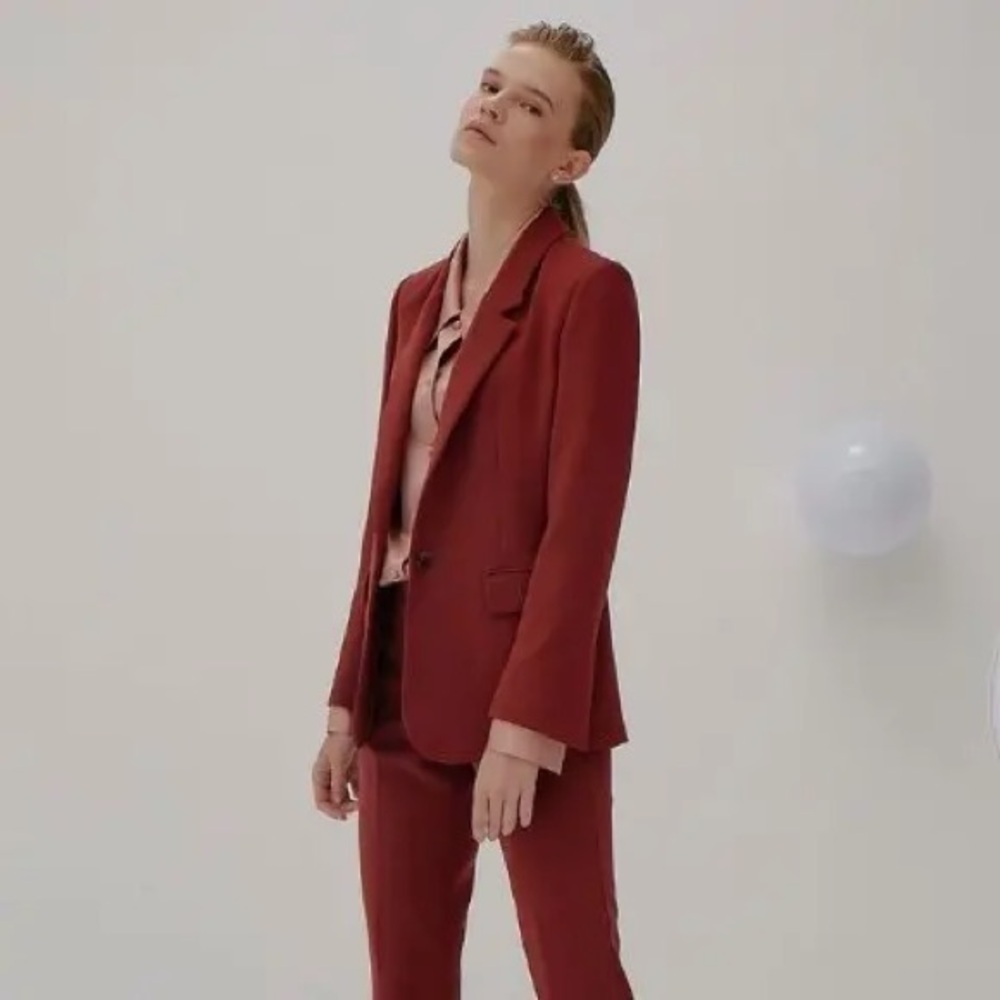 Red Tailored Blazer with Notched Lapels (matching pants available)